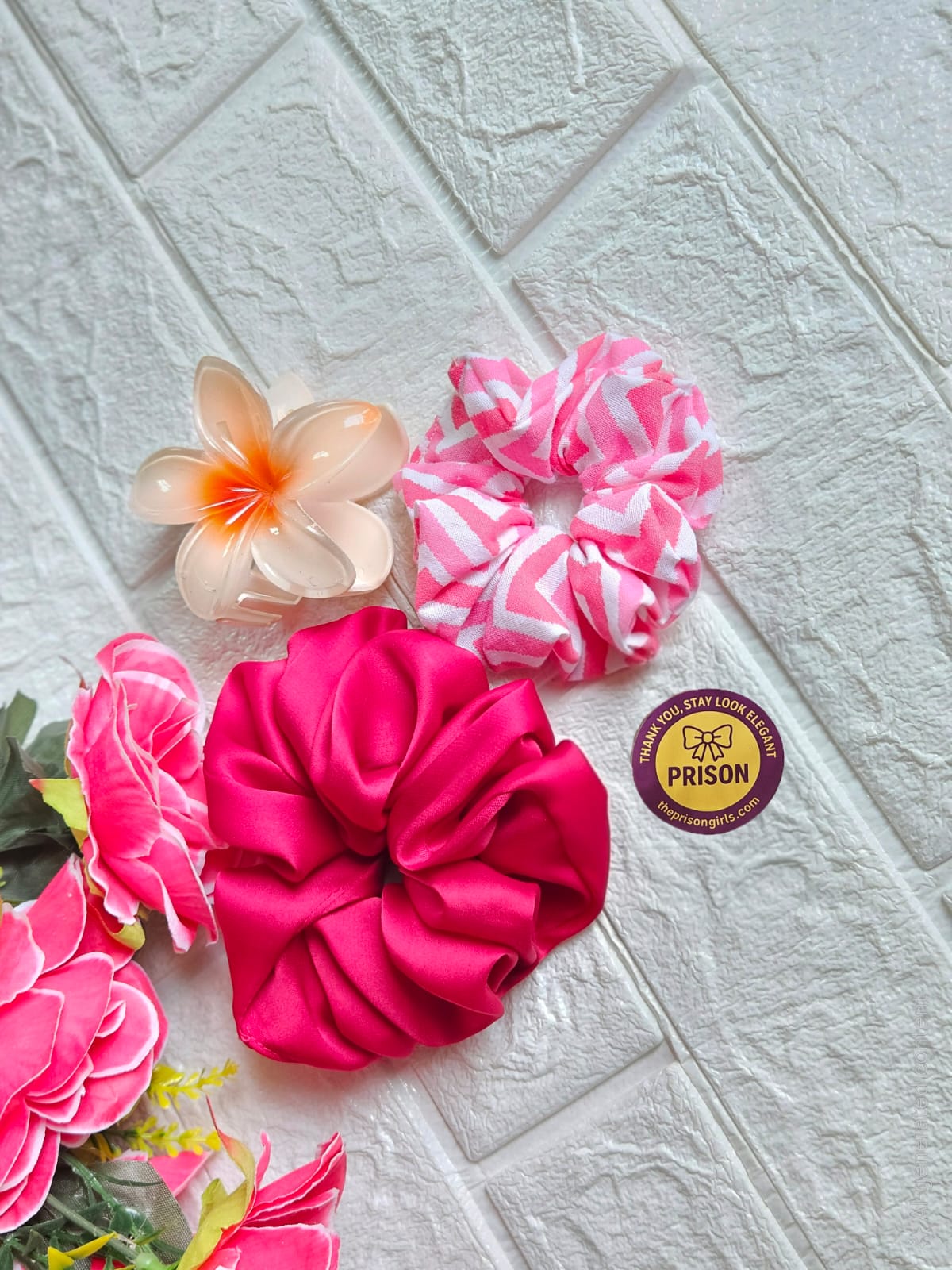 Floral and Satin Scrunchie Set