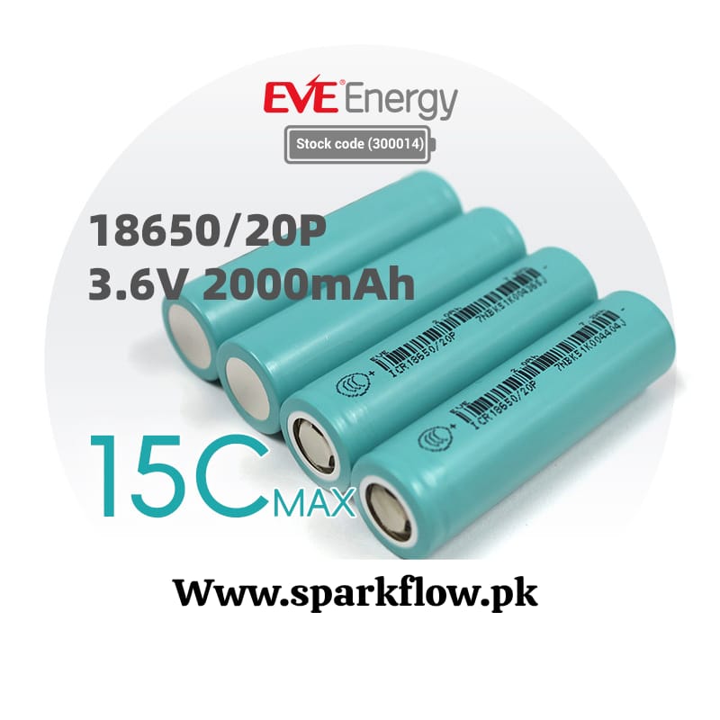 EVE 18650 20P 15C 2000mAh 30A discharge rate cells in Pakistan