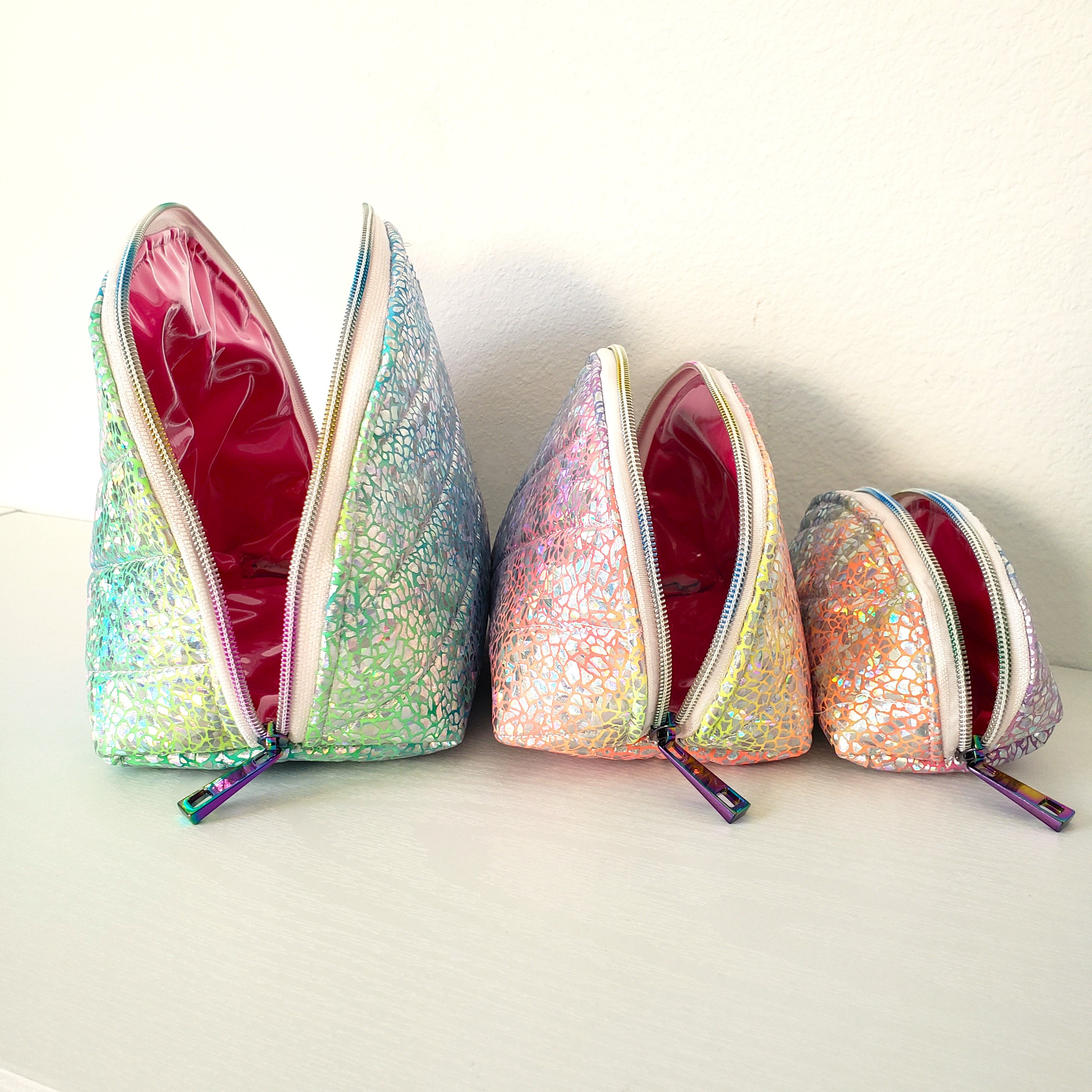 Clam Shell Glitter Cosmetic Bag