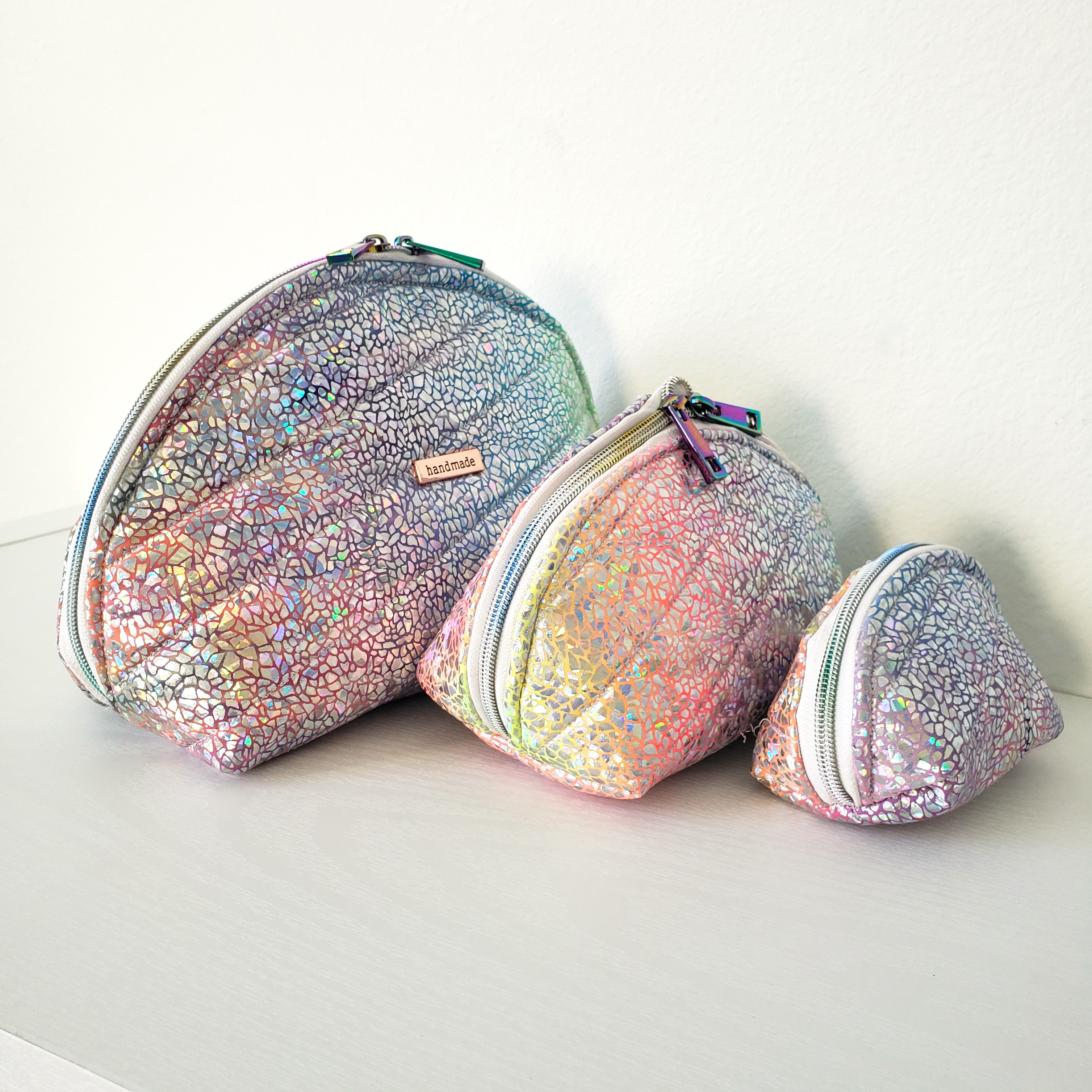 Clam Shell Glitter Cosmetic Bag