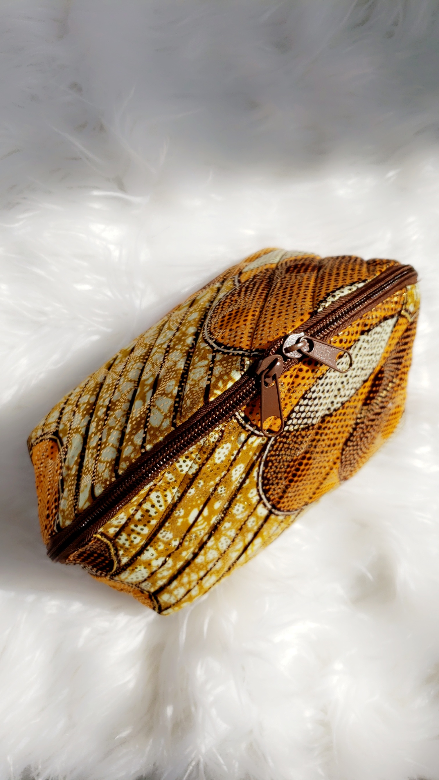 African Gold Print Cosmetic Bags