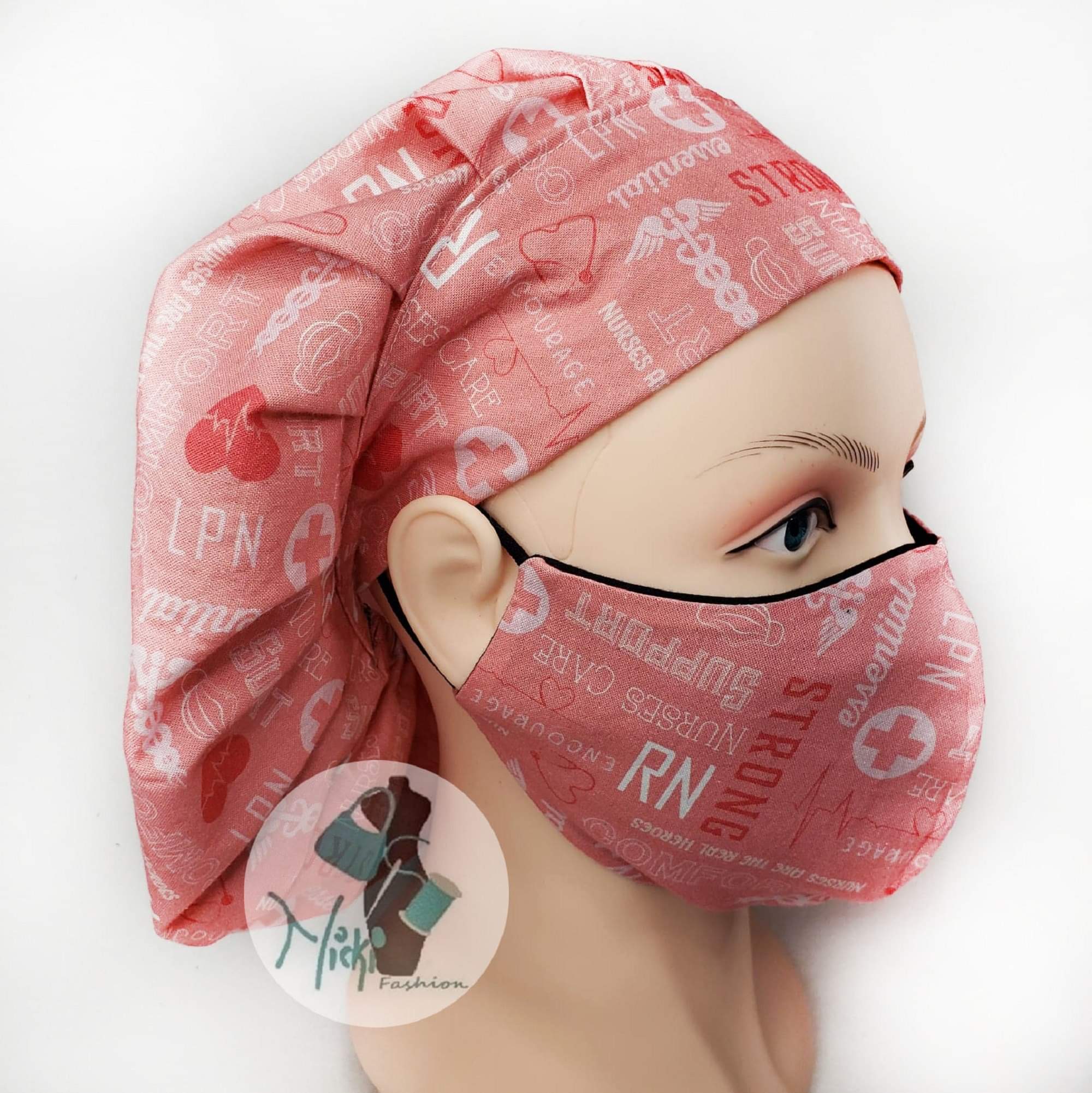 Medical Appreciation RN Pink+ Scrub Cap Nurse Bonnet
