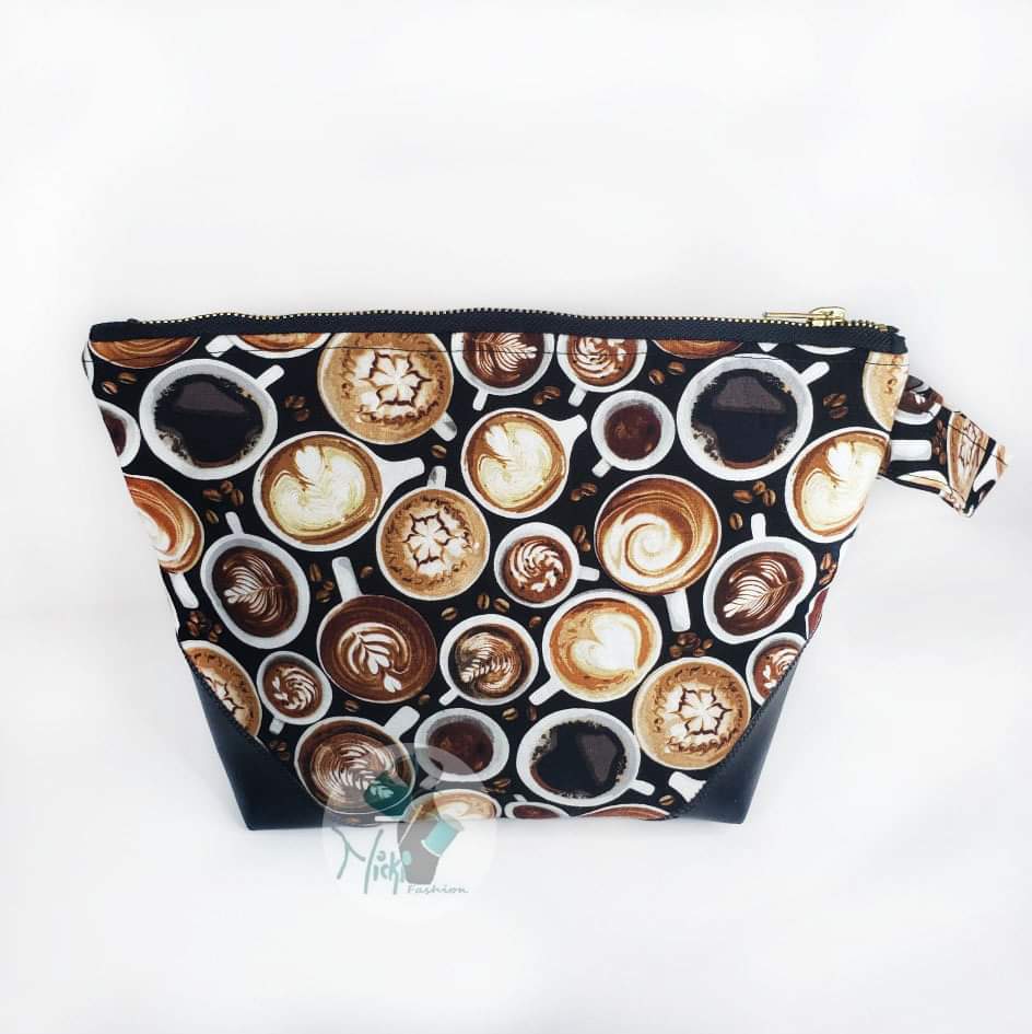 Coffee-Themed Cosmetic Bag