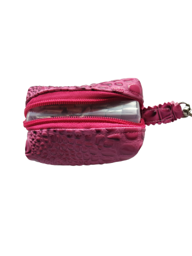 Mini Boxy Bag Pink Embossed Ear Buds Holder 