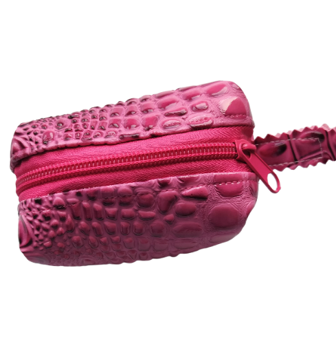 Mini Boxy Bag Pink Embossed Ear Buds Holder 