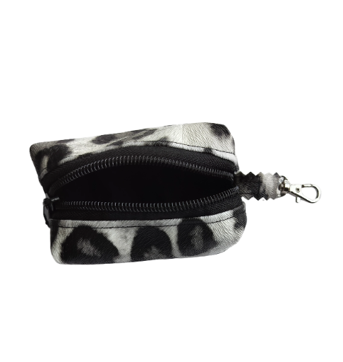 Mini Boxy Bag Leopard Black and White Print Pouch
