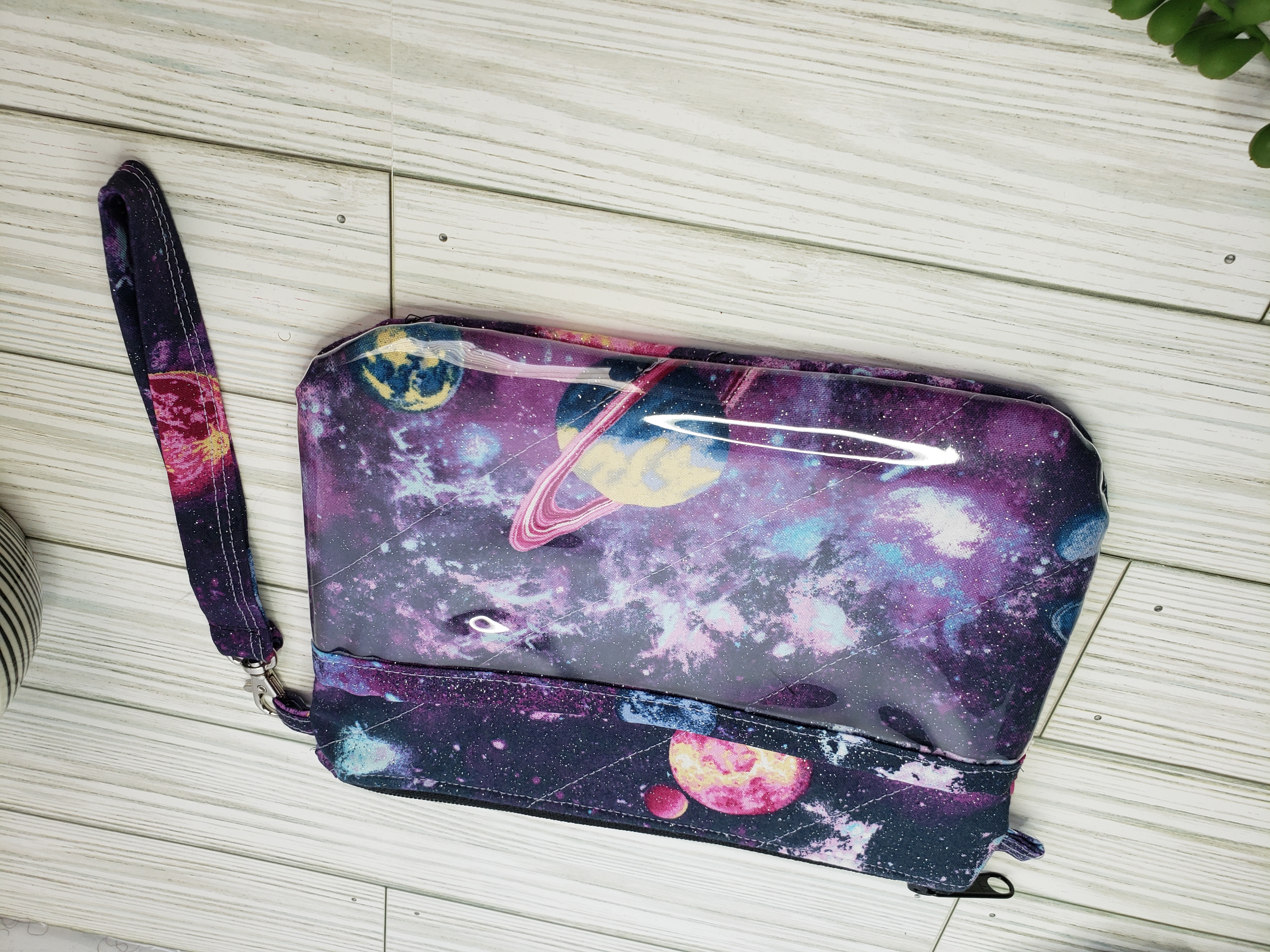 Galaxy Zipper Pouch w/ wrist strap