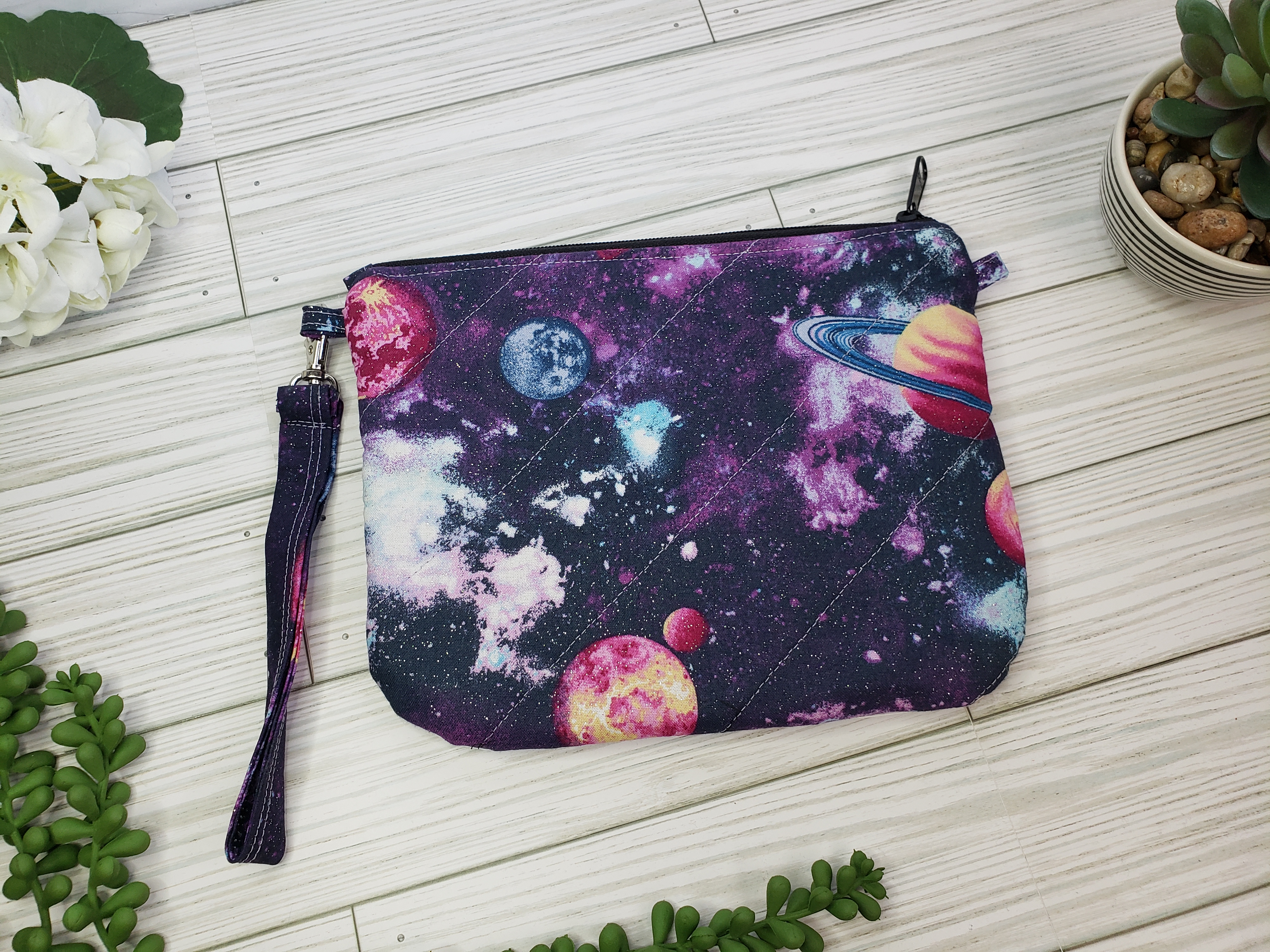 Galaxy Zipper Pouch w/ wrist strap