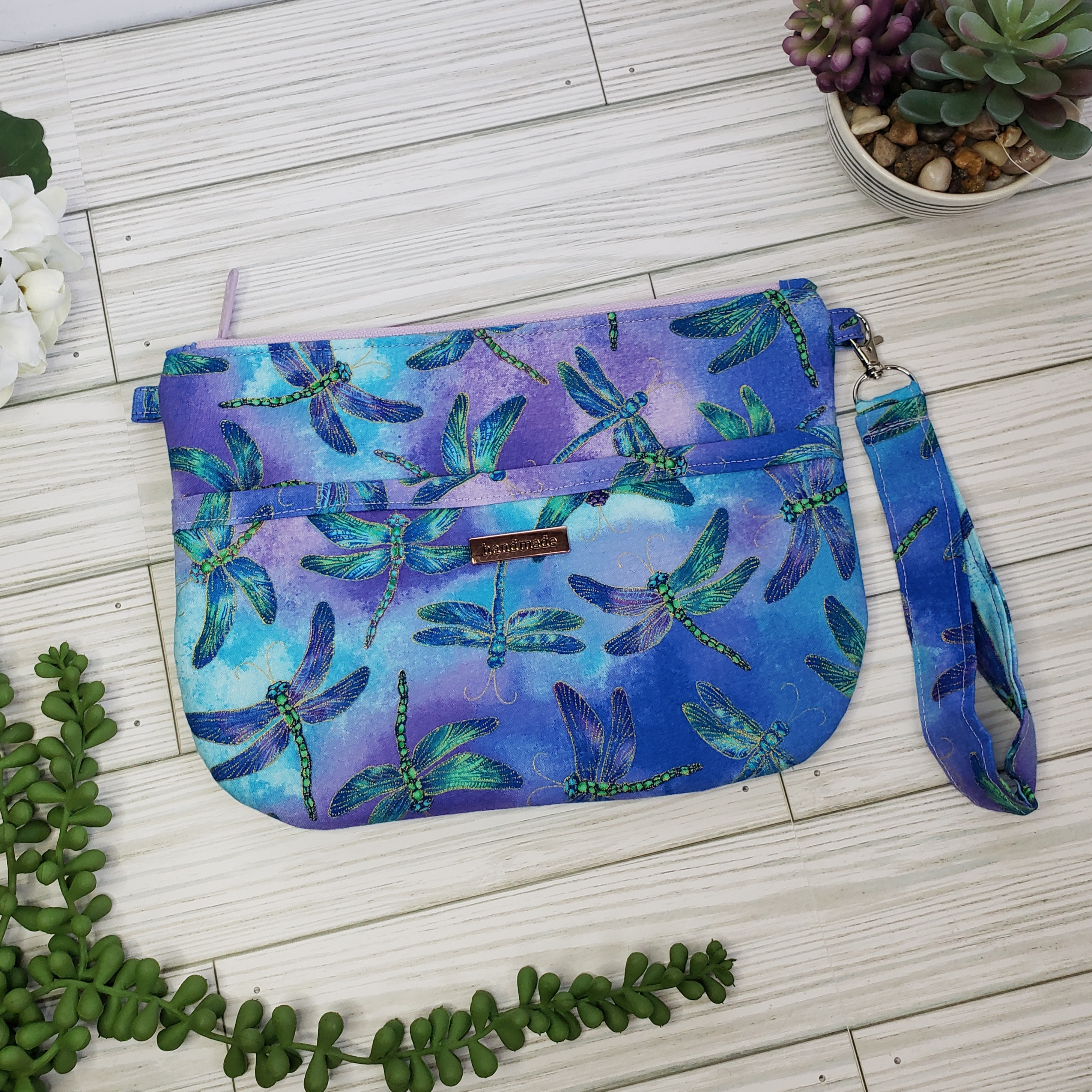 Dragonfly Zipper Pouch w/ wrist strap