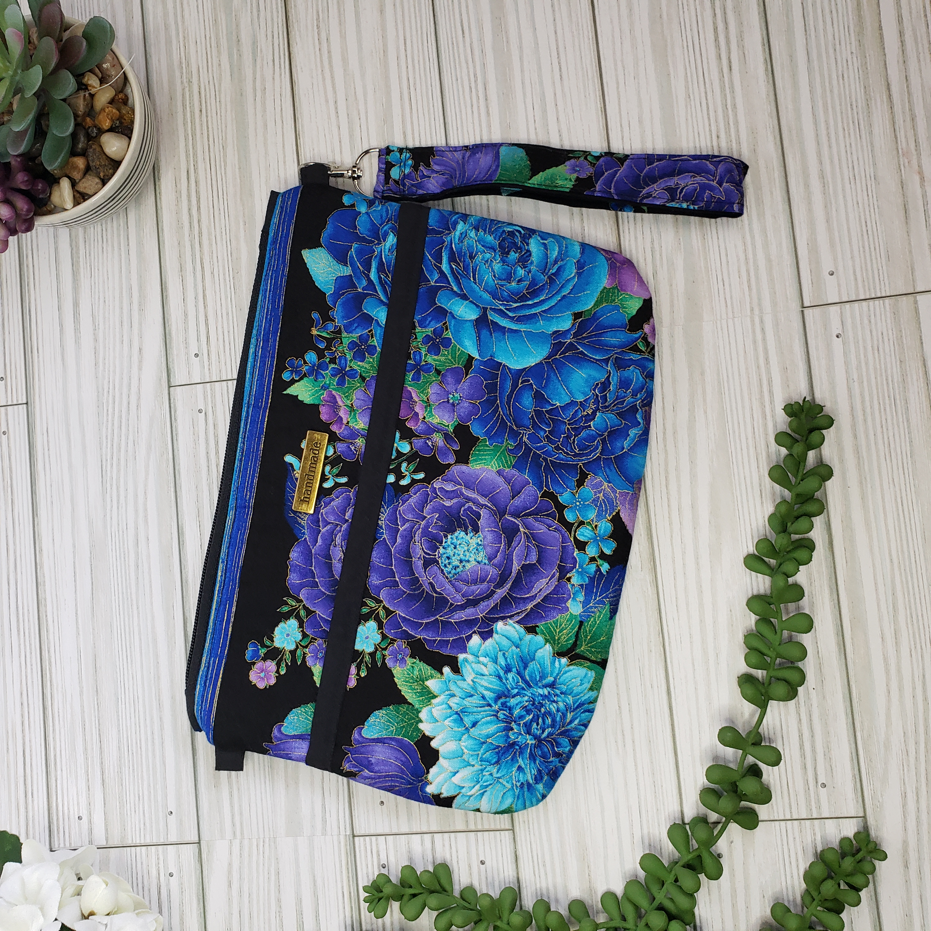 Utopia Flower Zipper Pouch w/ Wrist Strap