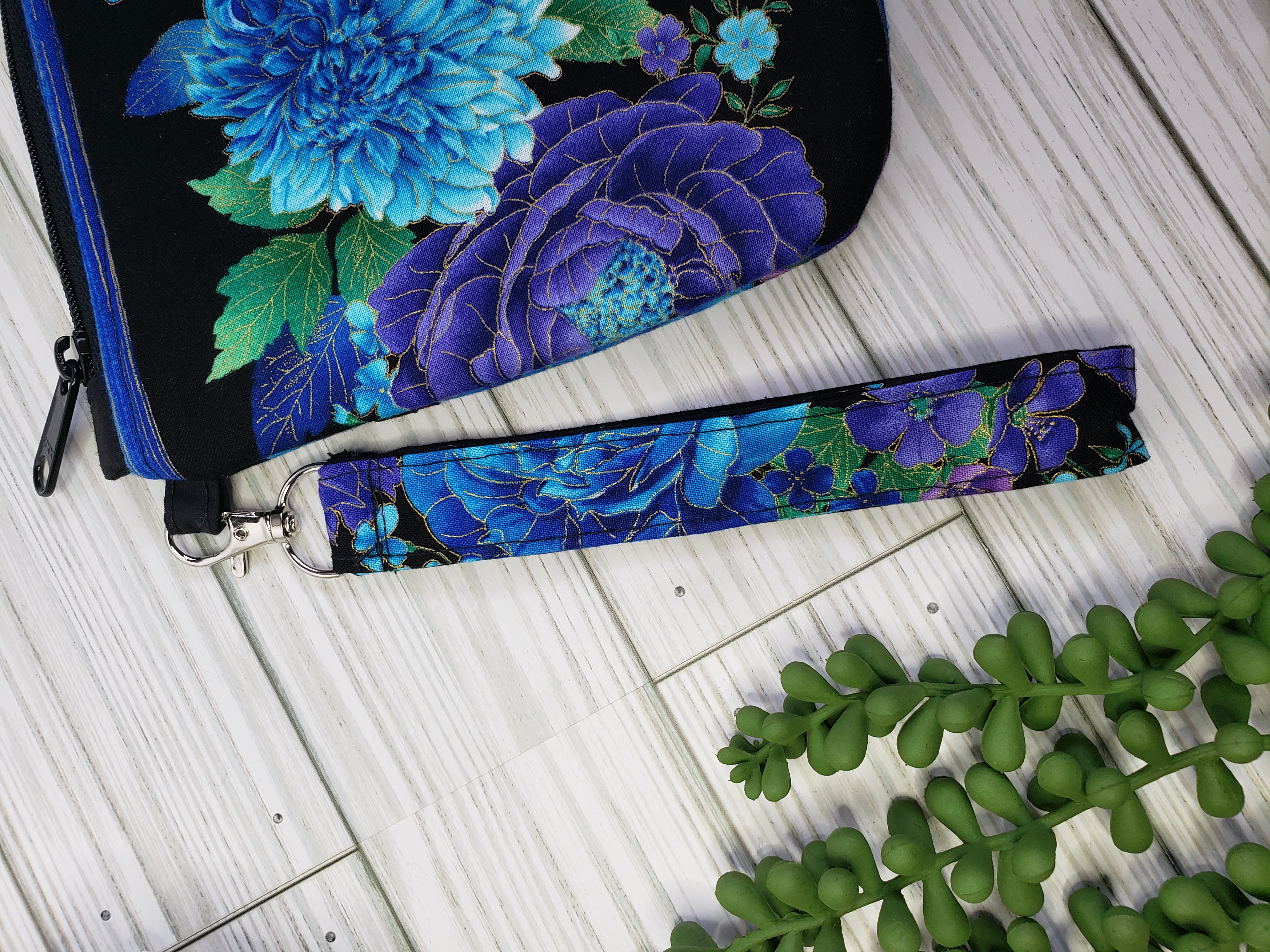Utopia Flower Zipper Pouch w/ Wrist Strap