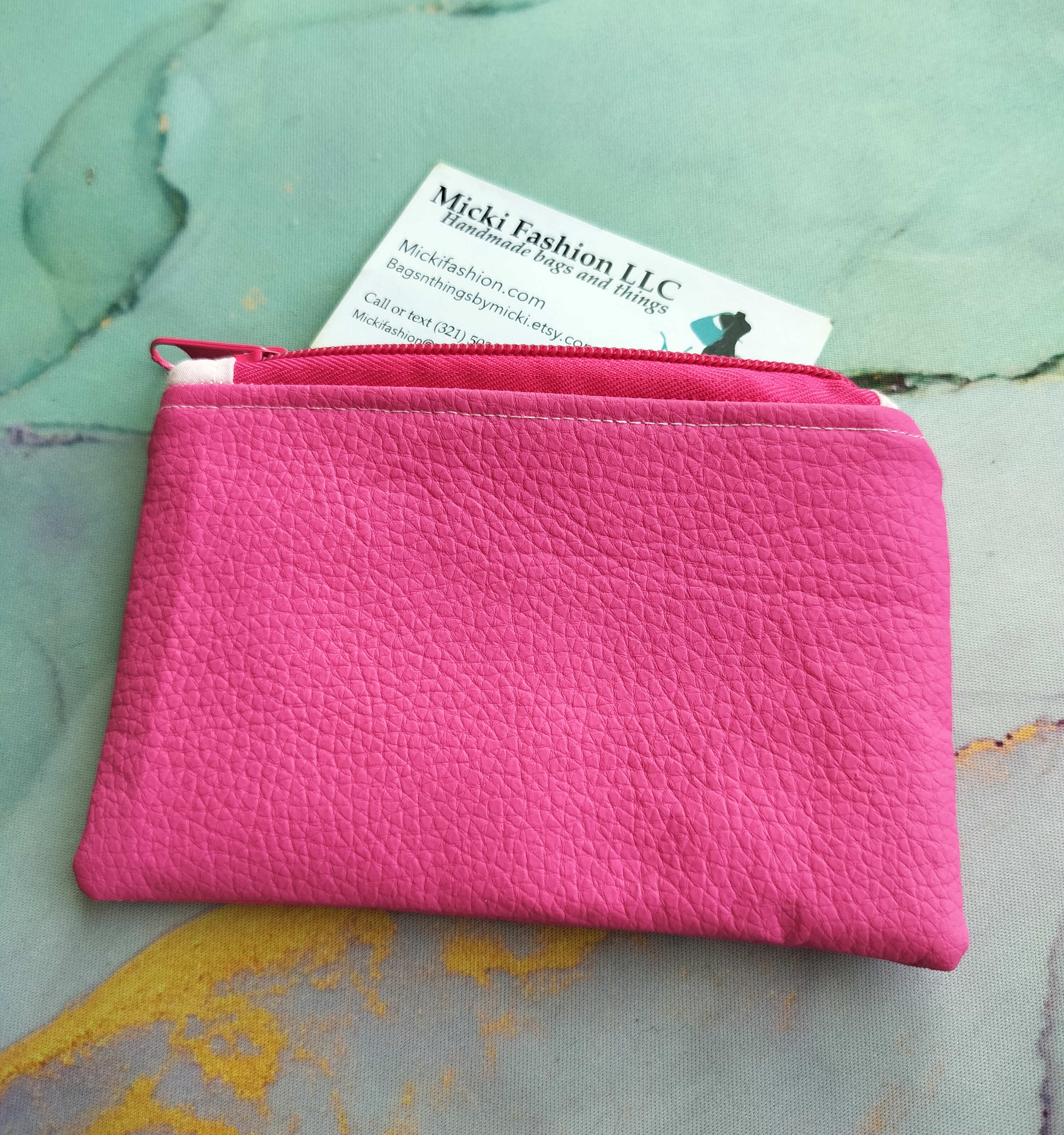 Hot Pink Coin Purse Minimalist Wallet 