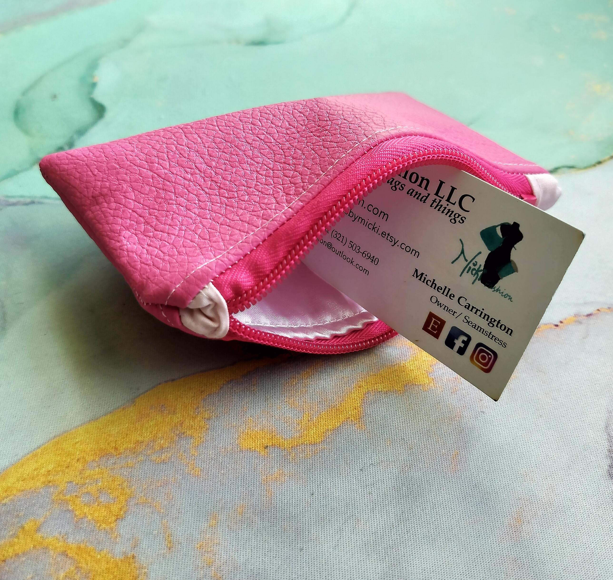 Hot Pink Coin Purse Minimalist Wallet 