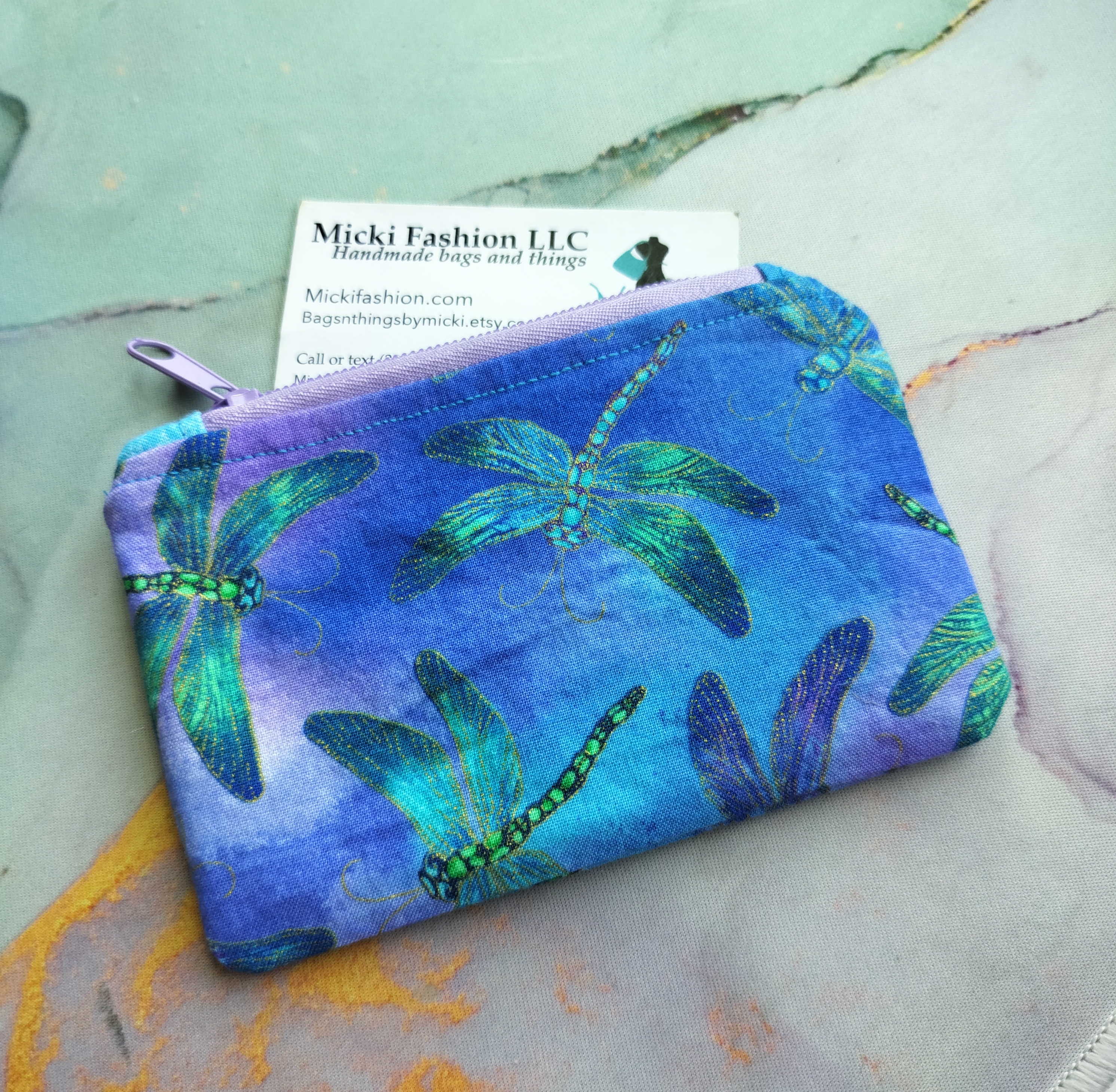 Iridescent Dragonflies Coin Purse Minimalist Wallet