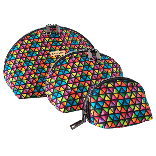 Colorful Triangles Clam Shell Pouch Set