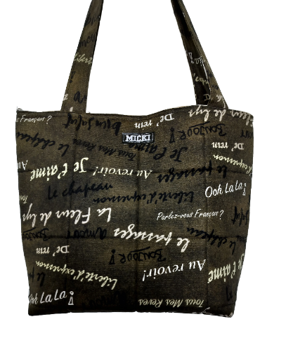 French Script Canvas Tote Bag