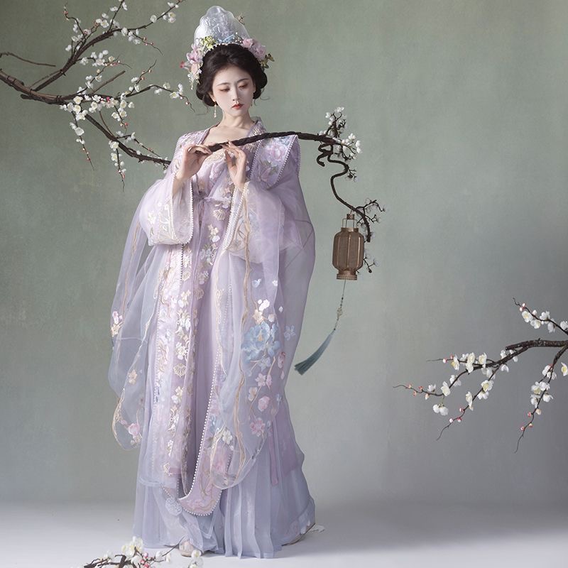Song - Style Hanfu with Purple Pei: A Glimpse into Ancient Elegance