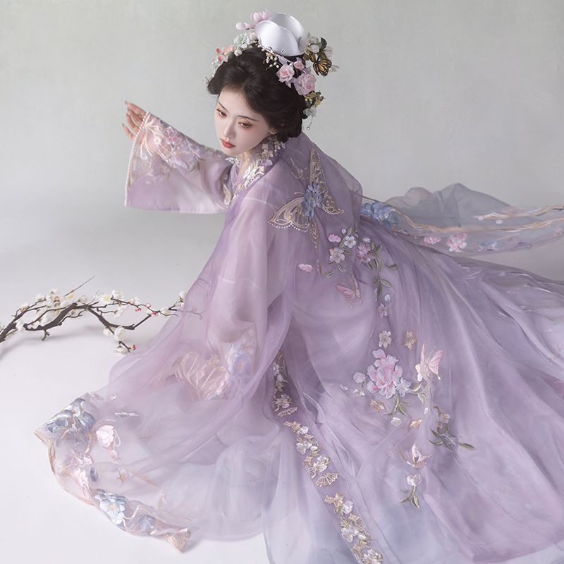 Song - Style Hanfu with Purple Pei: A Glimpse into Ancient Elegance