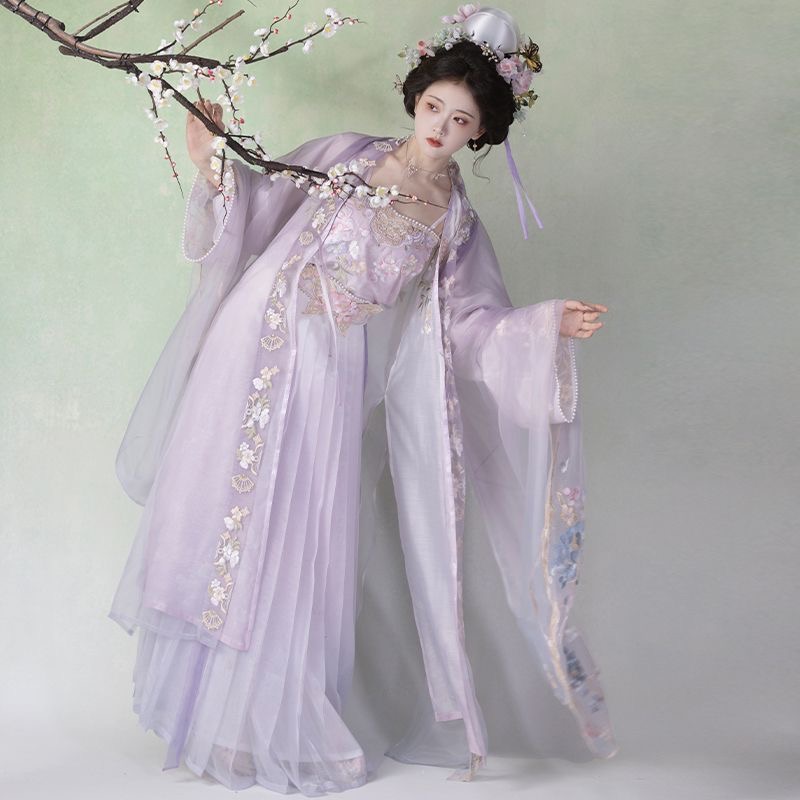 Song - Style Hanfu with Purple Pei: A Glimpse into Ancient Elegance