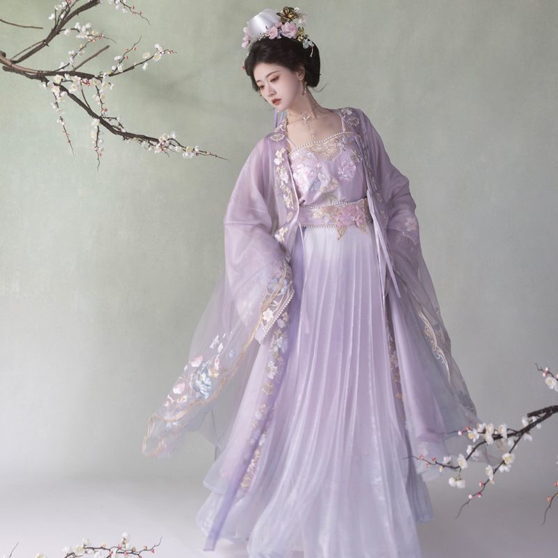 Song - Style Hanfu with Purple Pei: A Glimpse into Ancient Elegance