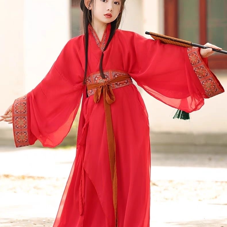 Children Traditional Hanfu Dress Zhuangzi-style robe