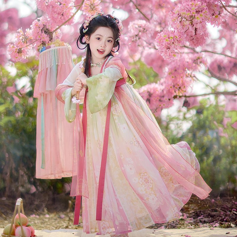 Peach flower Children's Traditional Hanfu Dress