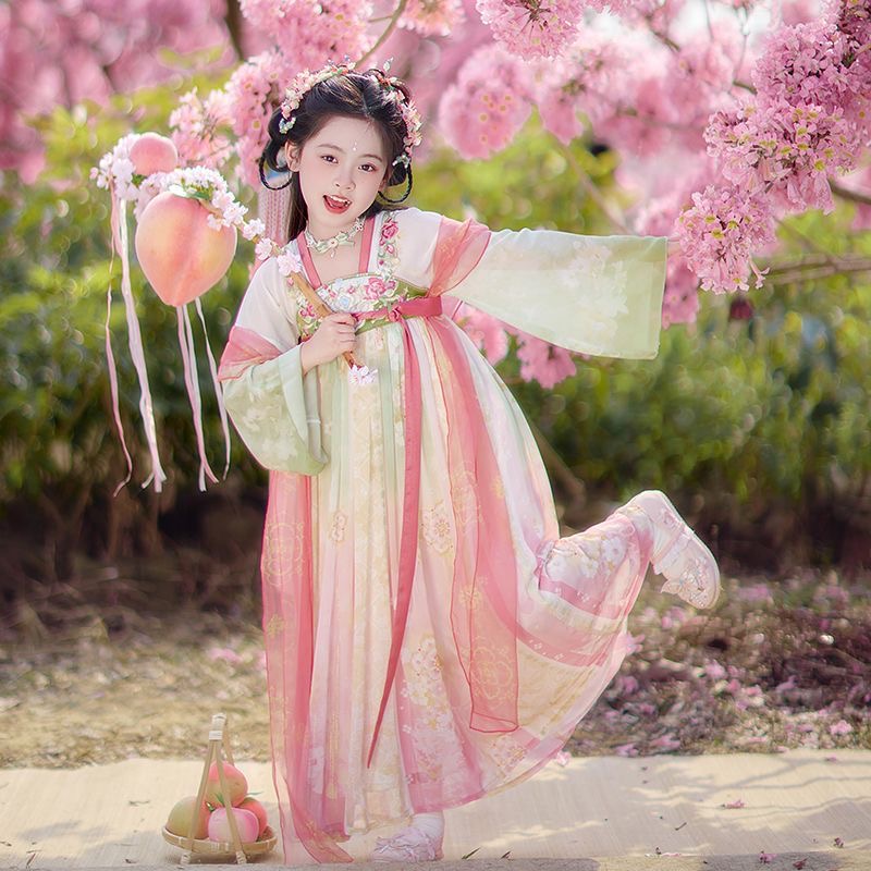 Peach flower Children's Traditional Hanfu Dress