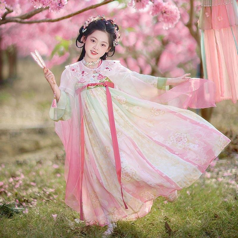 Peach flower Children's Traditional Hanfu Dress