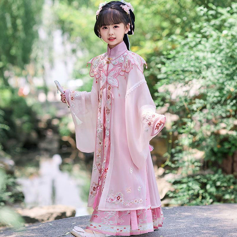 Girls hanfu Ming Dynasty Traditional Pink Hanfu Dress for kids