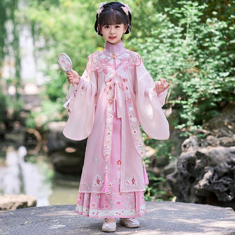 Girls hanfu Ming Dynasty Traditional Pink Hanfu Dress for kids