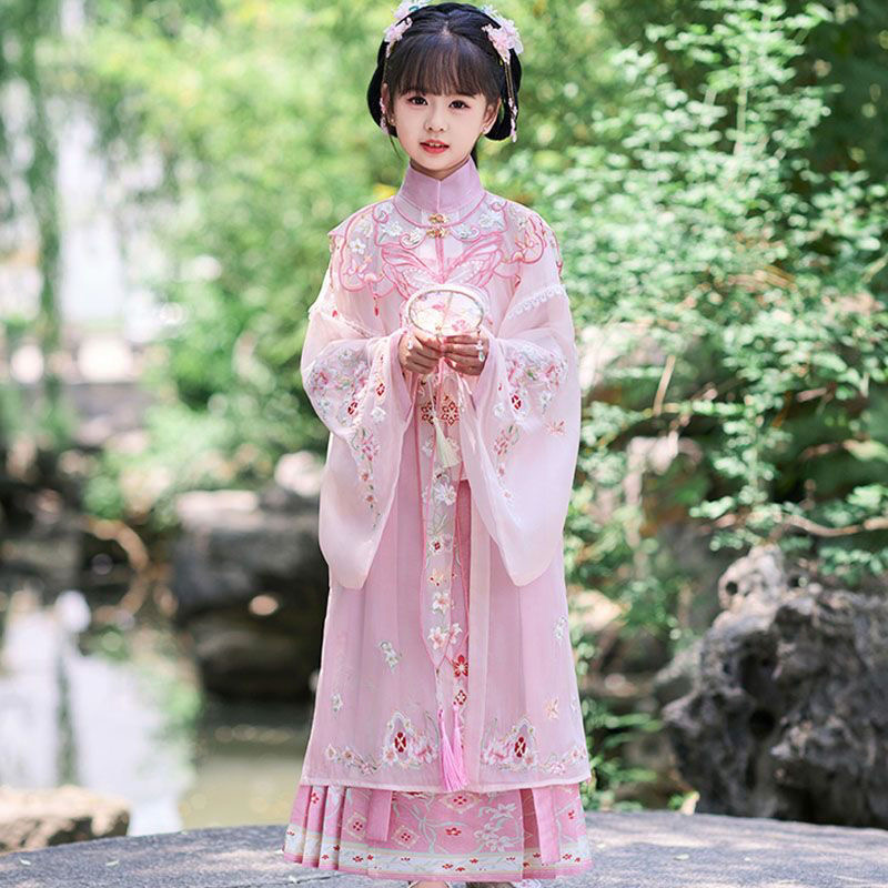 Girls hanfu Ming Dynasty Traditional Pink Hanfu Dress for kids