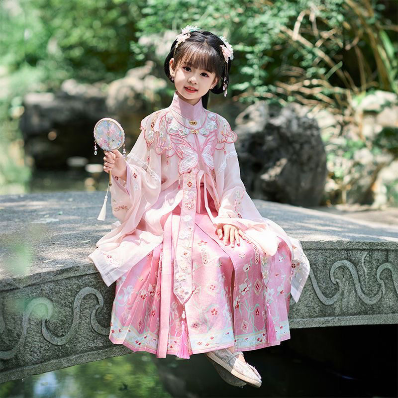 Girls hanfu Ming Dynasty Traditional Pink Hanfu Dress for kids