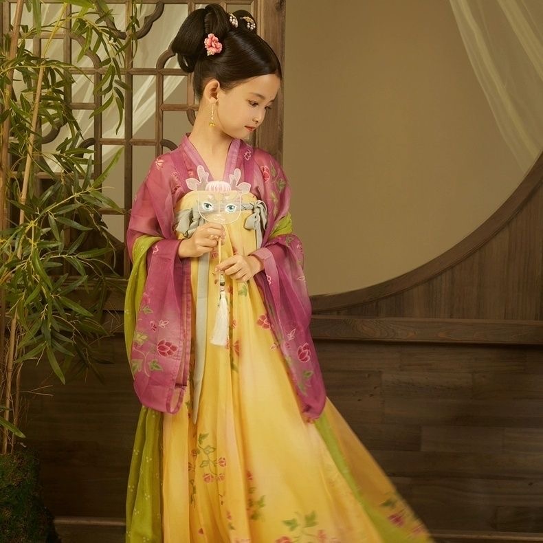 Tang girls hanfu Traditional Chinese Dress kid hanfu