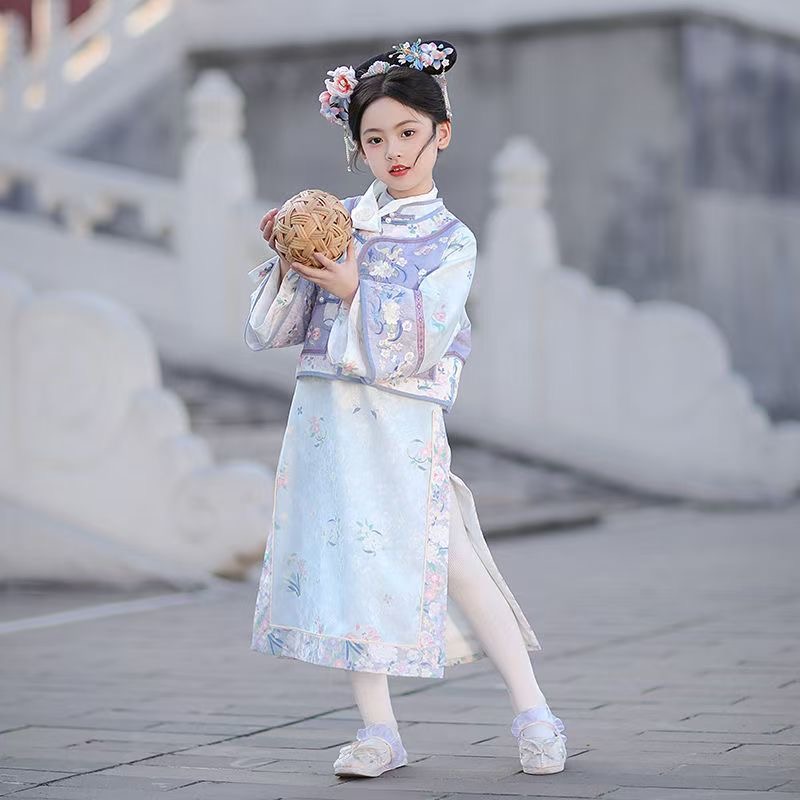 Girls hanfu qing Dynasty Traditional Hanbok Dress for Girls