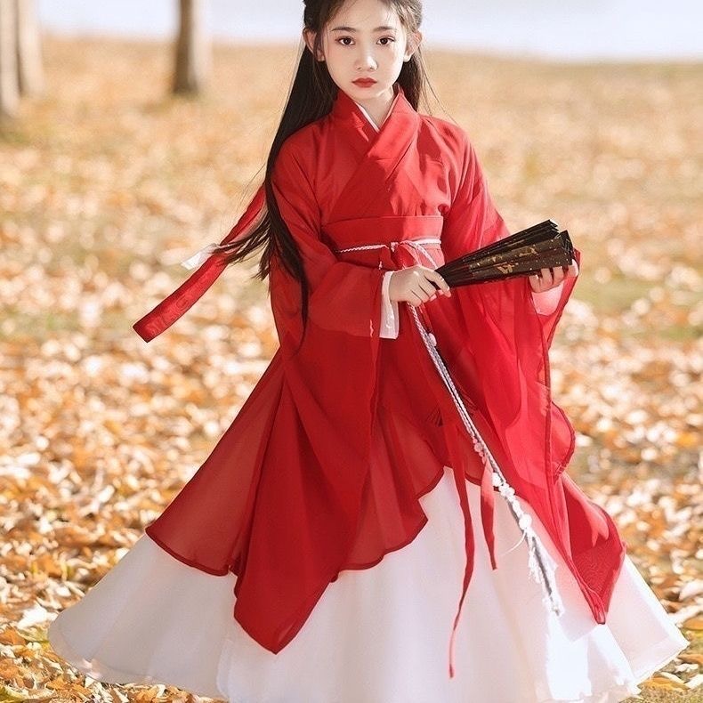Girls hanfu red Traditional Hanfu Dress