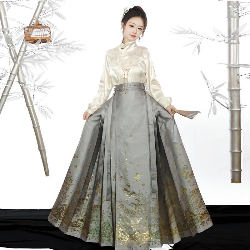 Hhorse-faced skirt set grey