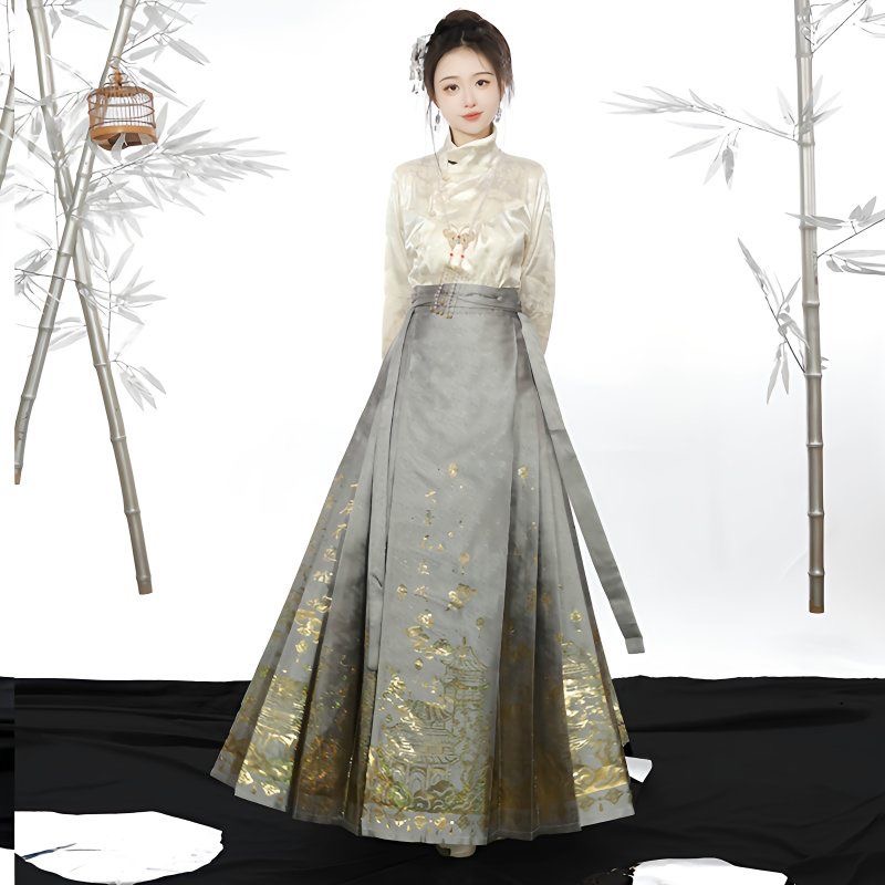 Hhorse-faced skirt set grey