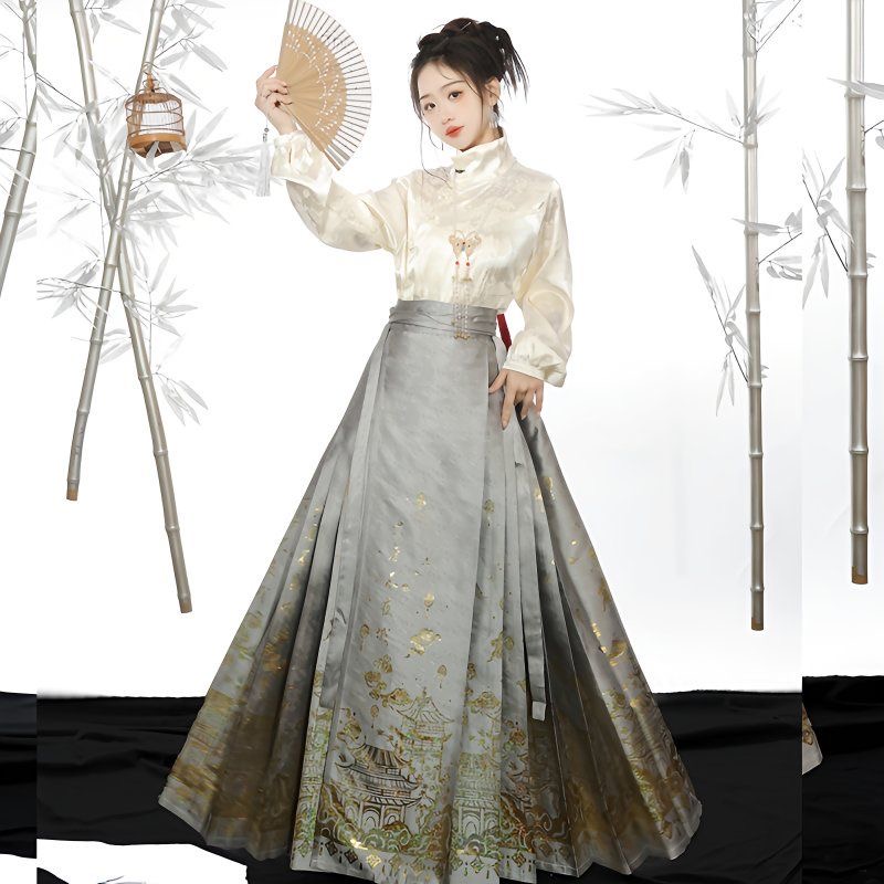 Hhorse-faced skirt set grey