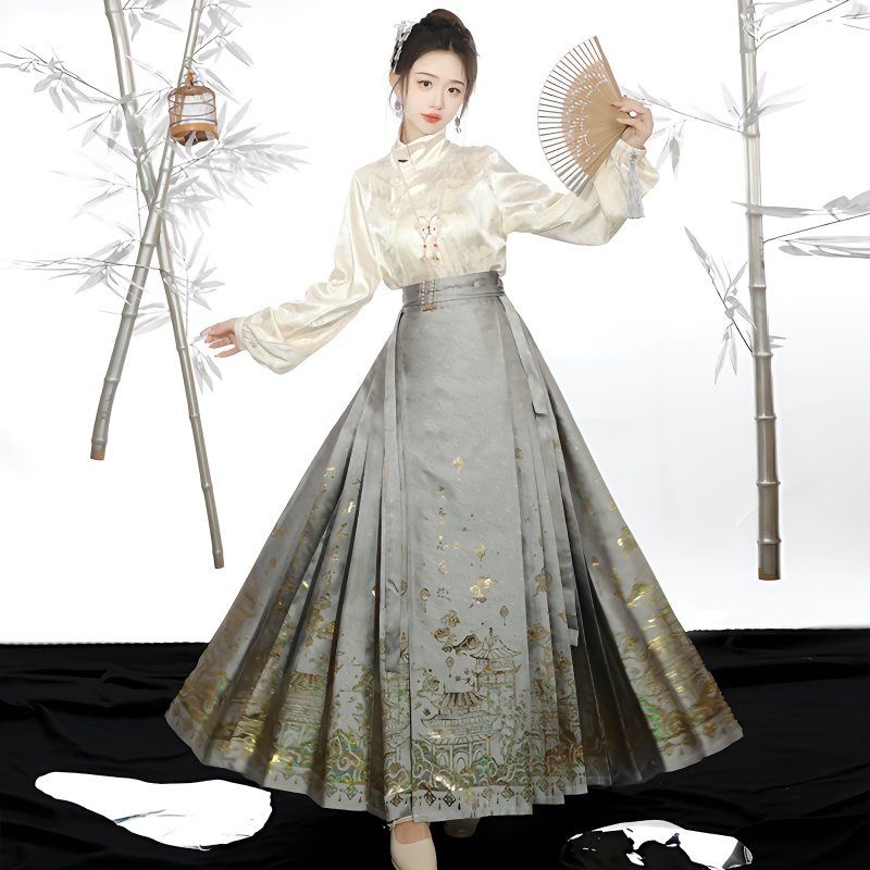 Hhorse-faced skirt set grey