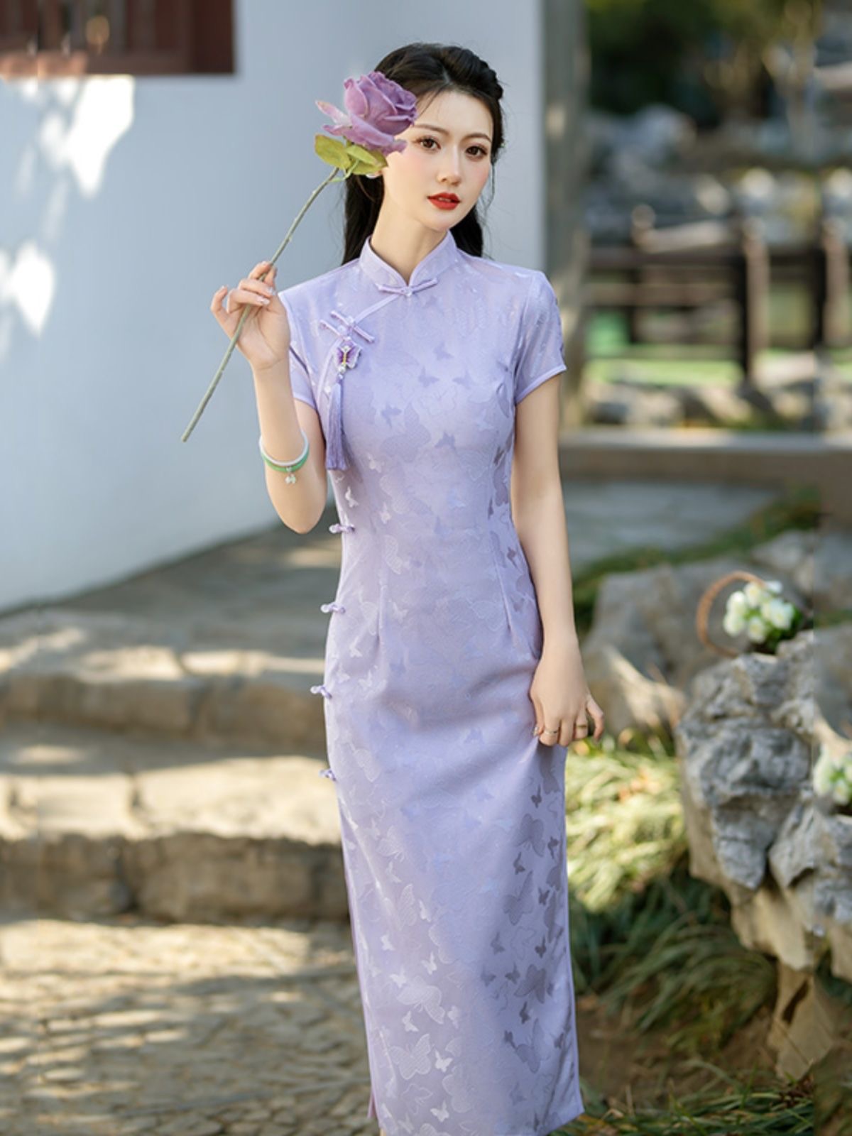 Lavender Cheongsam Dress