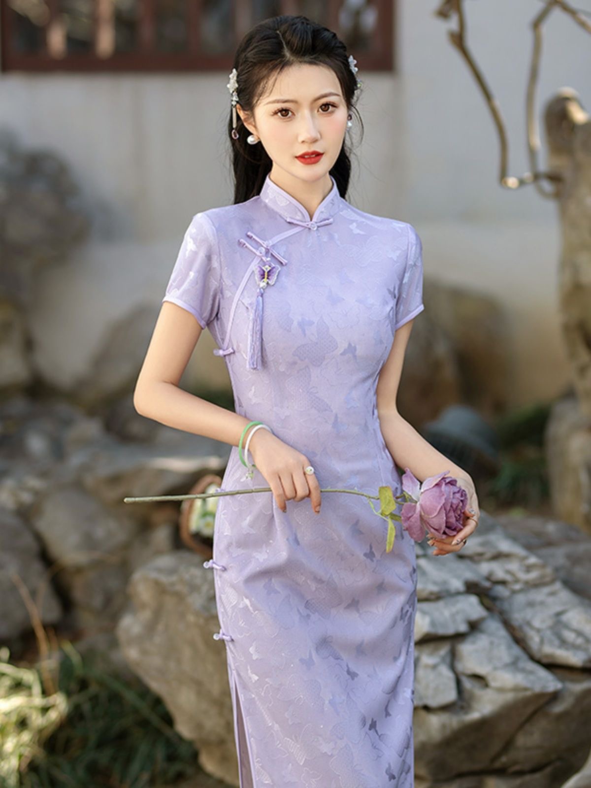 Lavender Cheongsam Dress