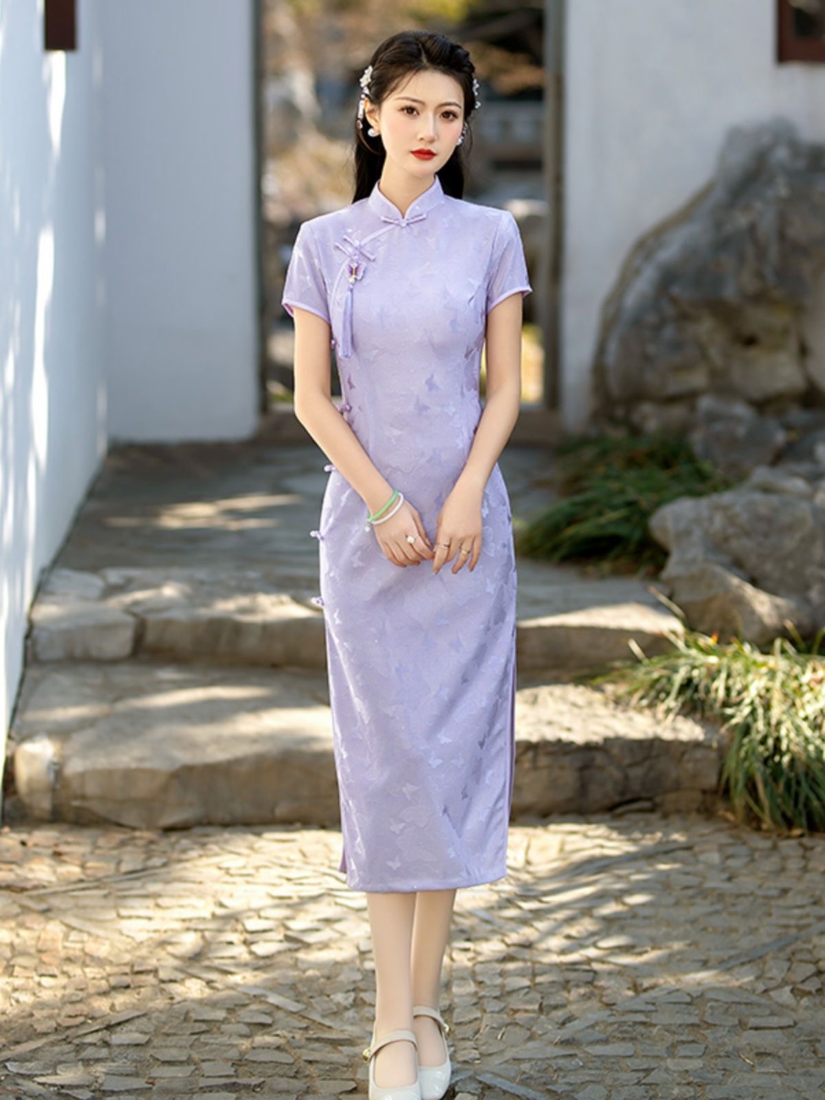Lavender Cheongsam Dress