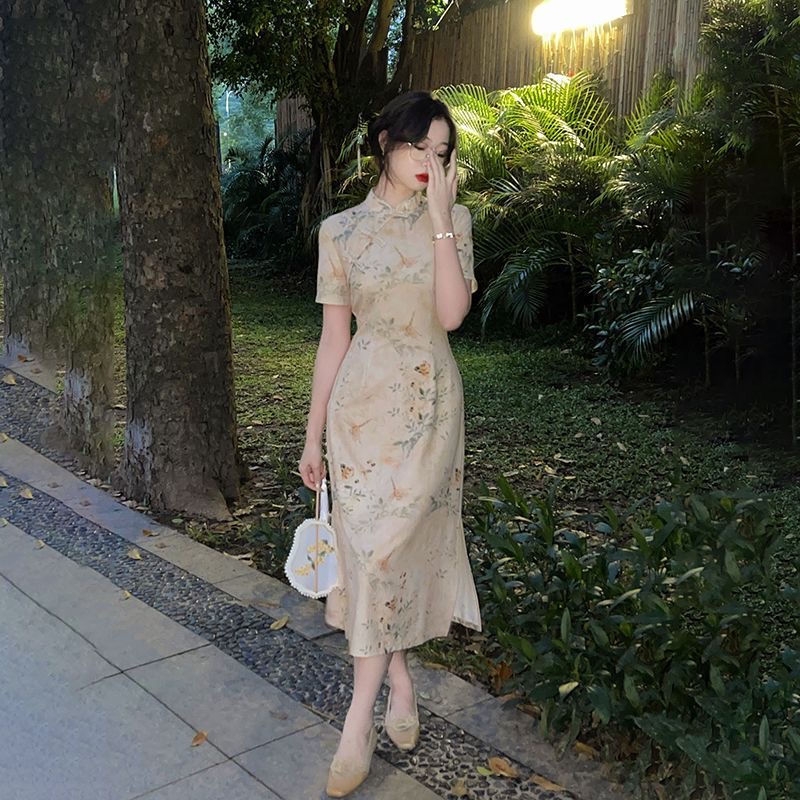 Elegant Floral Cheongsam Dress