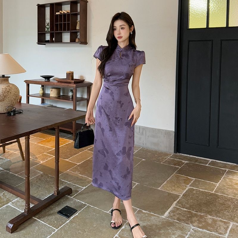 Elegant Purple Cheongsam