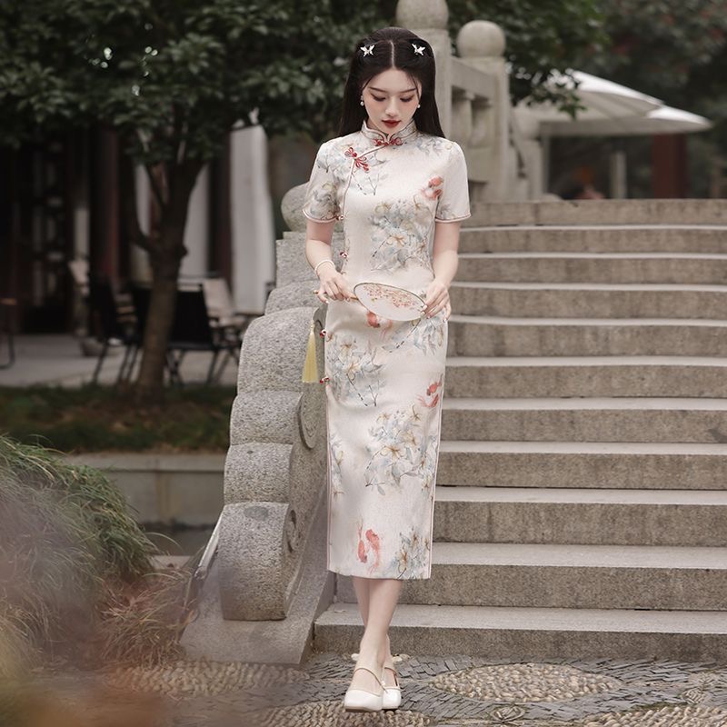 Elegant Floral Cheongsam Dress