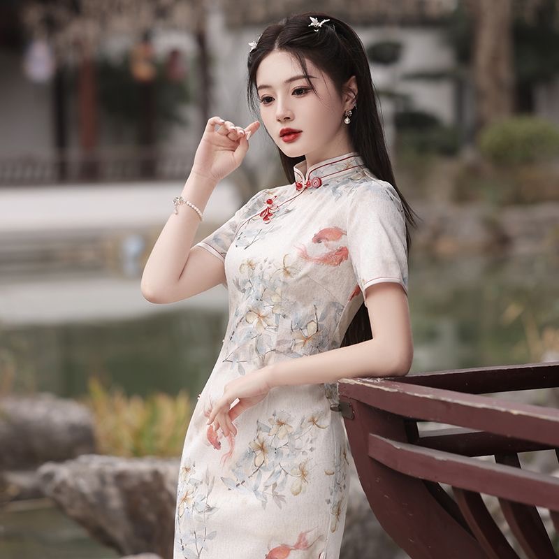 Elegant Floral Cheongsam Dress