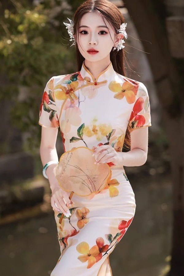 Floral Cheongsam Dress