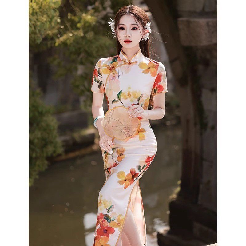 Floral Cheongsam Dress
