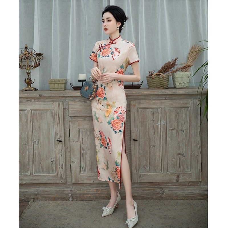 Elegant Floral Cheongsam Dress
