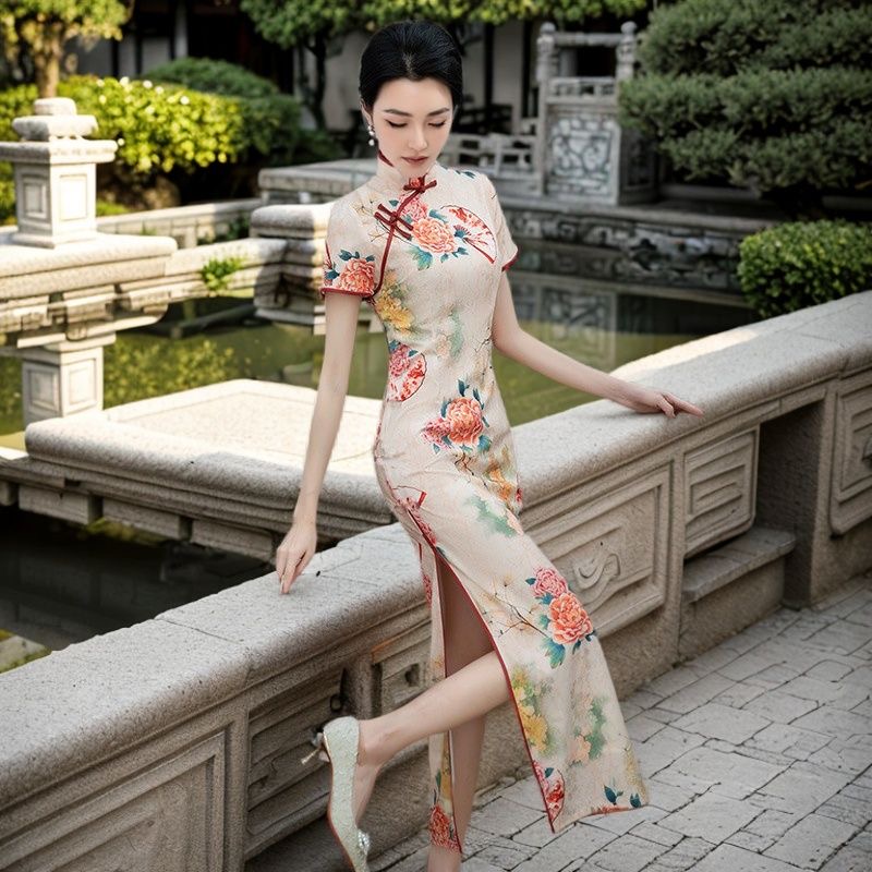 Elegant Floral Cheongsam Dress